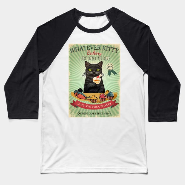 BLACK CAT BAKERY FUCUPCAKES Baseball T-Shirt by gokilshop